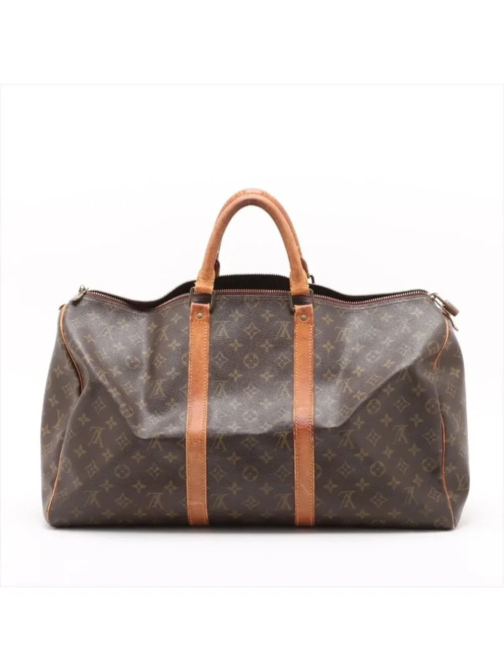 Louis Vuitton Monogram Keepall 50 Leather Boston Bag Tote Carry